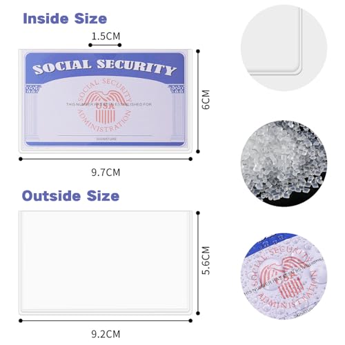 Clear Social Security Card Protector Holder Medicare Credit Card Sleeve Cover Driver's License Sleeve Business Cards PVC Wallet Slot for Insurance ID Cards SSN2