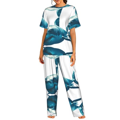 Pyjama femme manches courtes bleu pour des soirées cocooning et douces à la maison
