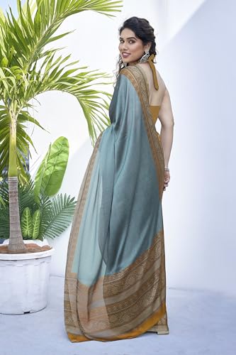 Image of MIRCHI FASHION Women Saree Ethnic Motif Print Chiffon | Breathable Lightweight Plain Weave Sari for Office and Daily Use (Available in 20 Designs)