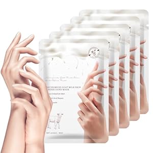 Moisturizing Hand Mask Glove with Niacinamide and Goat Milk 5 pack, Hydrating Hand Masks for Dry Cracked Hands, Hand Mask Gloves for Soft and Smooth Touch Hands, Remove Dead Skin, Rough Skin