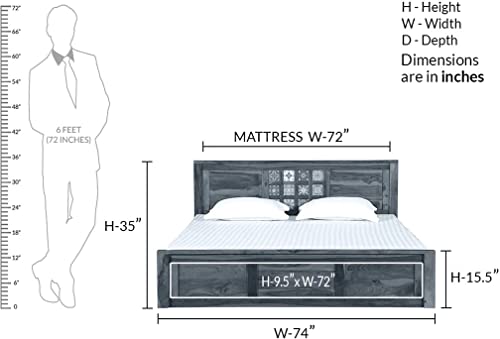 Image of Amelia Sheesham Wood King Size Bed Maple Finish Mattress Size- 72 x 78 Inches Without Storage Palang for Bedroom Living Room Hotel Furniture Ideal for Home Decor | DIY Assembly