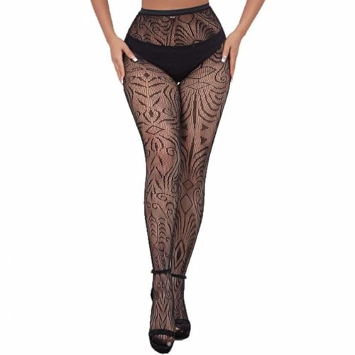 Image of Fishnet Stockings Lace Patterned Tights High Waist Pantyhose Fishnets for Women
