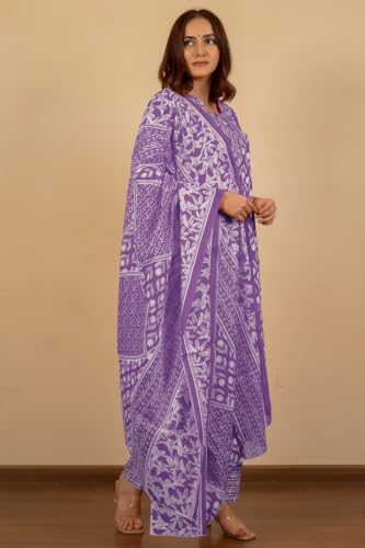 Image of MIRCHI FASHION Pure Cotton Women Straight Batik Print & Mirror Work Kurti Set with Dupatta and Pant