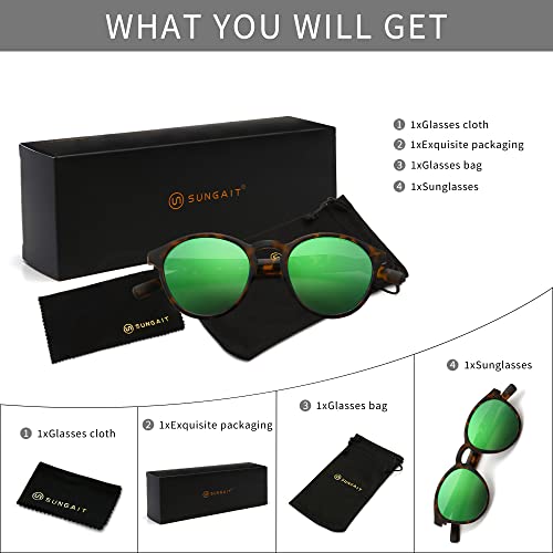 Image of SUNGAIT Classic Round Polarized Sunglasses Retro Vintage Style UV400