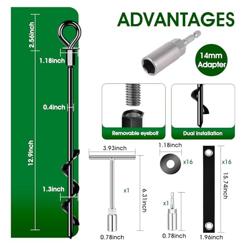 Image of Trampoline Anchors - Heavy Duty Trampoline Stakes - Ground Anchors Resistant High Wind - Ground Stakes Heavy Duty with Straps