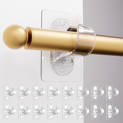 No Drill Self-Adhesive Curtain Rod Holders, 16-Pack for Bathroom and Kitchen