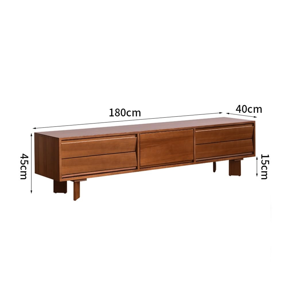 TV-Konsole, Entertainment-Center 180cm Schlichter Massivholz-Wohnzimmerschrank, Retro Unterhaltungszentrum für Zuhause, Vielseitiges Möbel für Hotels & Pensionen TV-Ständer fürs Wohnzimmer