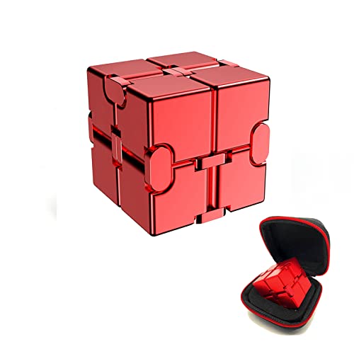 Fufuyou Fidget Blocks Toys Infinity Cube Anxiety Stress Relief Toy For Adults Gifts Aluminum Alloy Material Ultra Durable (Red) #TOP2