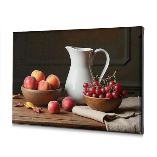 Toile décoration murale Pâques nature morte fruits pichet 40x60 cm