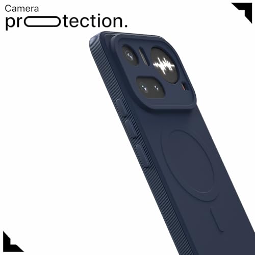 Image of Outlouders Back Cover for Nothing Phone 4a Pro 5G Soft Matte Silicone Cover with Slim Fit | Mag-Safe Logo (Not Mag-Safe Compatible) | Shockproof | Camera Protection Bumper Case (Blue)