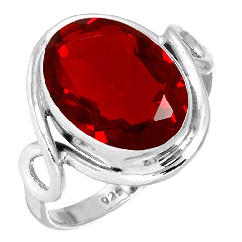 Bague en argent sterling 925 pour Femme - homme, Élégant Rouge Rubis simulé Gemme Bague en argent Taille 49.5, La Saint-Valentin Cadeau pour Femmes , Bijoux en argent avec pierres précieuses 925 Cover