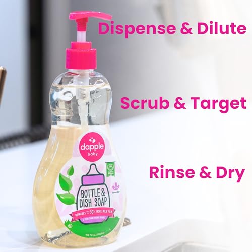 Image of Dapple Baby Lavender Bottle & Dish Soap - 16.9 fl oz - Plant-Powered Cleaner for Baby Bottles, Pump Parts, and Sippy Cups