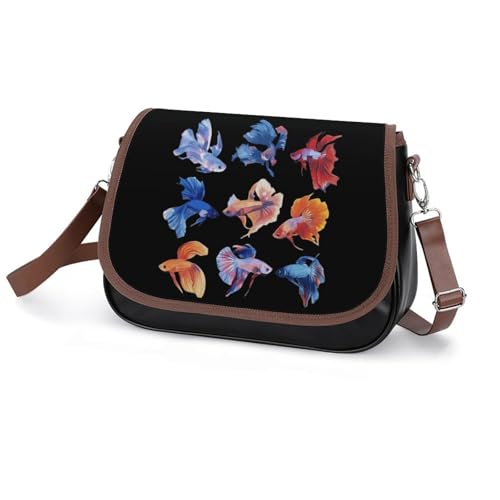 Watercolor Betta Fish Small Crossbody Bags for Women Shoulder Handbag with Adjustable Strap for Travel 7