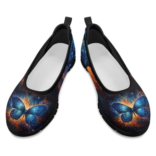 Creative Butterfly Print Womens Ballet Flats Fit Comfort Platform Loafers Lightweight Mesh Breathable Casual Sneakers Office & Party2