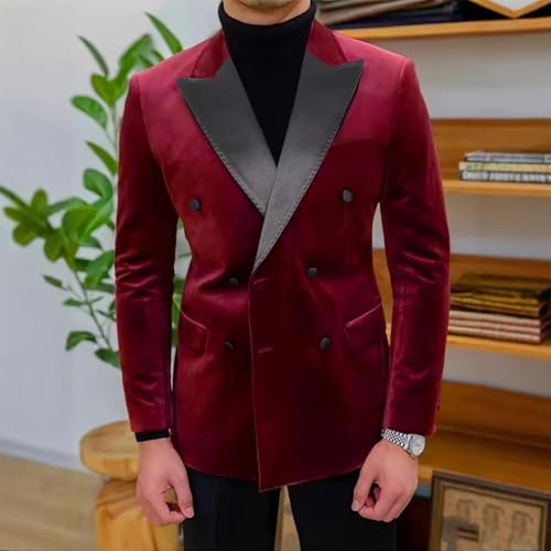 Mens Velvet Blazer Long Sleeve Slim Fit Suit Jacket Peaked Lapel Double Breasted Tuxedo Blazers Wedding Prom Dinner2