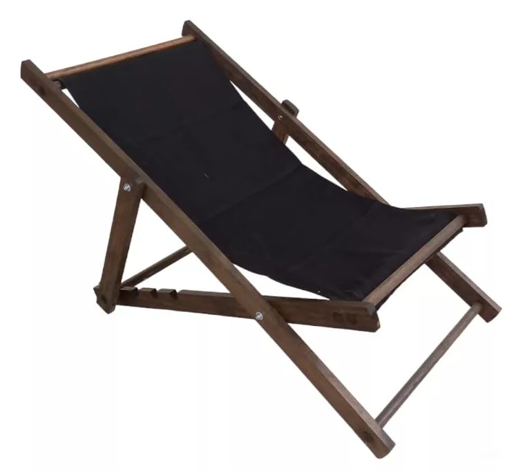 La Mejor review de Muebles para playa Top diez. 35 Silla Playa Plegable Jardín terraza Descanso Madera y Tela (Negro)