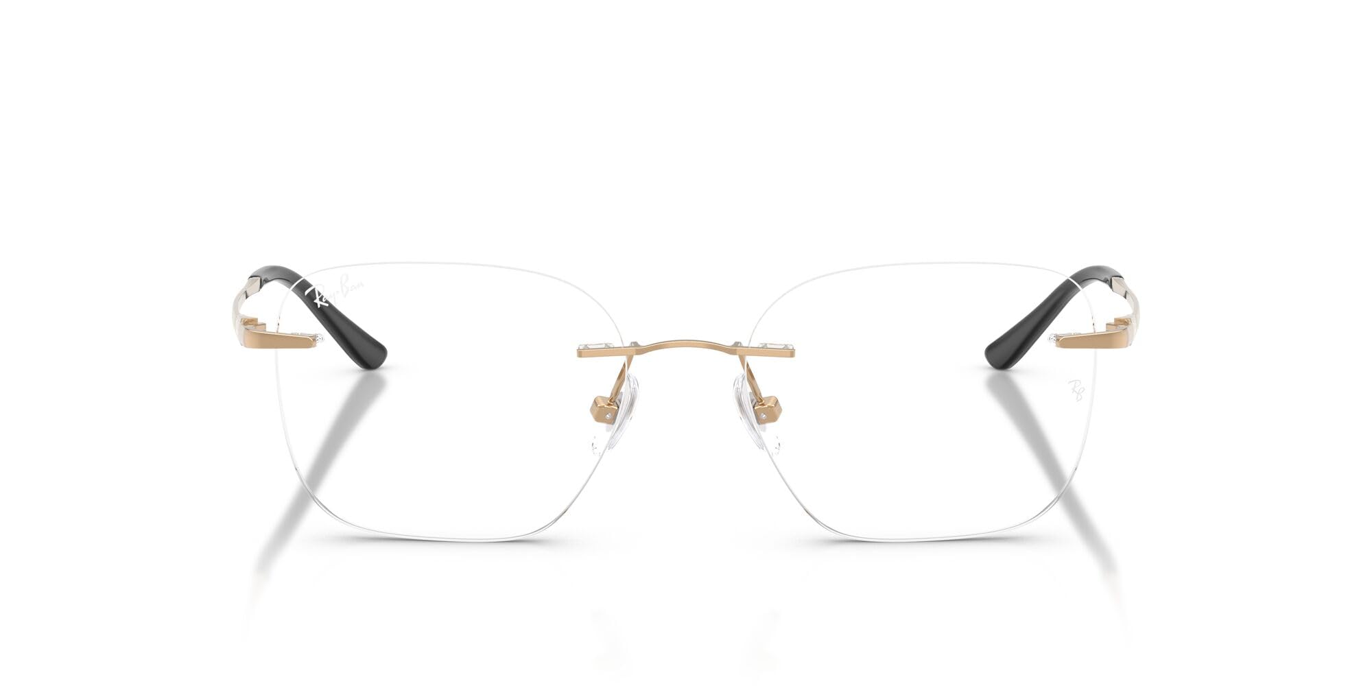 Ray-Ban RX8783D Low Bridge Fit Titan Square Prescription Eyewear Frames, Rose Gold/Demo Lens, 52mm