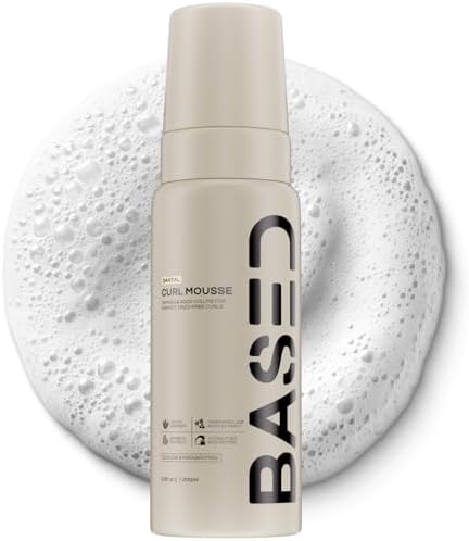BASED Curl Mousse - Instant Volume & Definition with Flexible Hold - Lightweight Formula with Agave & Rice Protein - Non-Toxic, Silicone Free for All Curl Types (6.8 fl oz, Pack of 1)