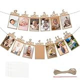 Fotogirlande 1. Geburtstag, für 1 bis 12 Monate Baby Geburtstagsdeko 1 Jahr Kraftpapier Foto Banner für Mädchen Jungen Party Hängende Deko Deutsch Girlande Erstkommunion (Kraftpapierfarbe)
