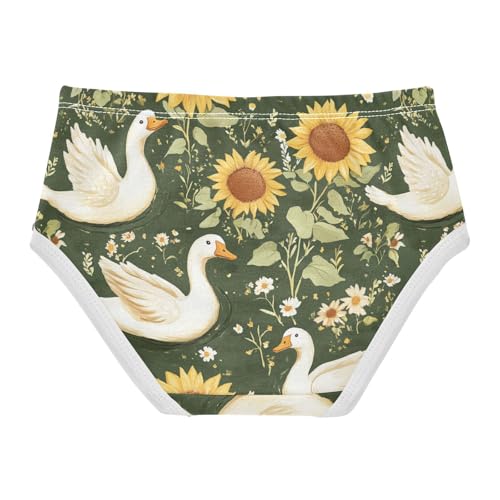 Wusikd White Ducks Girls' Underwear Cotton Sunflowers Girls Briefs Soft Toddler Underwear 2T2