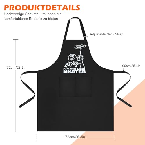 MOKIDO Star Wars Schürze, 95cm Große Männer Schürze mit 2 Taschen, Lustige Neuheit Kochen Grillen BBQ Schürzen, Grillschürze für Männer, Wasserdicht Küchenschürze für Kochen Backen Grillen