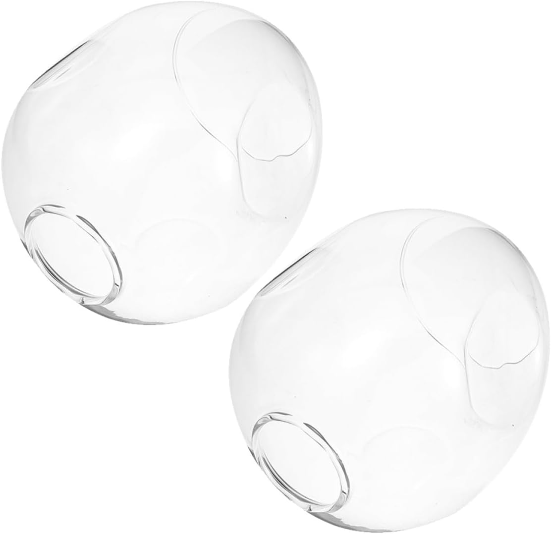 POPETPOP Glass Lamp Shade Replacement 2Pcs Ceiling Fan Globe Light Blue Glass Shade for Floor Lamp and Chandelier Fixtures
