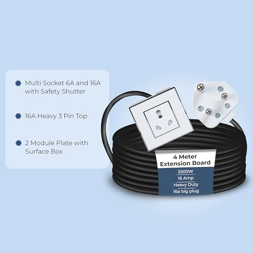 Image of Extension Board Heavy Duty Multi Socket 15A /16A /20A 240Volts (2500 Watts 16A Big Plug, 4 Meter)
