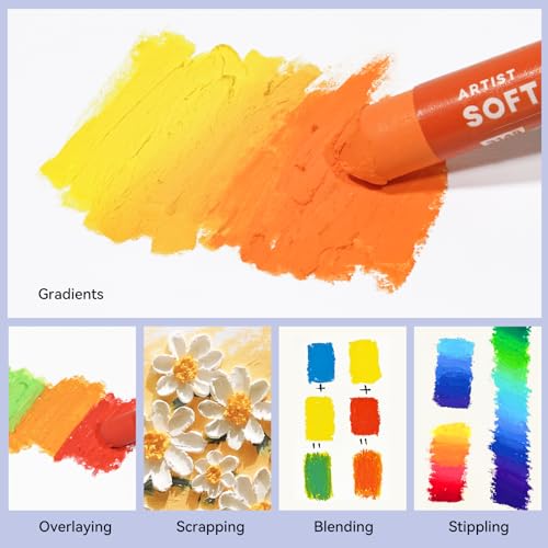Arrtx Oil Pastels,72 Colors Set,Vibrant and Creamy, Non Toxic Soft Oil Pastels for Art Painting Drawing, Blending - Image 4