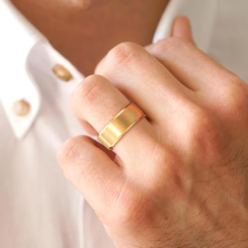 TIGRADE Titanium Rings 4MM 6MM 8MM 10MM Wedding Band in Comfort Fit Matte for Men Women Size 3-15, Gold 8mm, Size 9.5 - Thumbnail 5