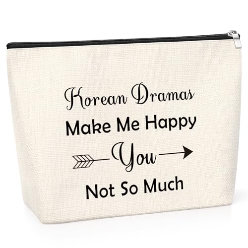 Funny Korean Drama Gift Korean Drama Lover Makeup Bag K Drama Fans Gift Cosmetic Bag for K-Drama Mum Christmas Birthday Present for K-Drama Lover K Drama Zipper Bag for Women Girls