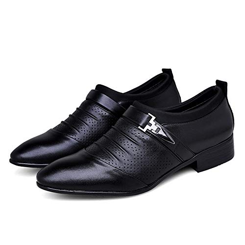 Dress Oxford for Men Slip On Cap Toe Pleated PU Leather Slip Resistant Low Top Anti-Slip Rubber Sole Outdoor4