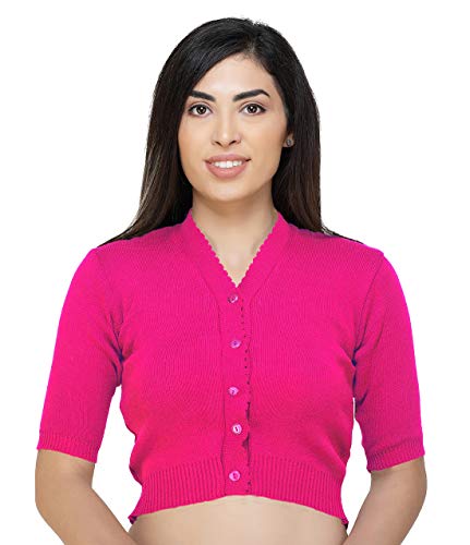 Image of Women Winter Wear V-Neck Half Sleeves Regular Fit Woollen Blouse