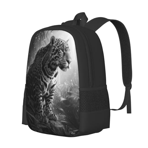 Travel Backpack Feline Striped Headshot Big Cat Staring Portrait 17In Lightweight Casual Daypack for Business Men Women2