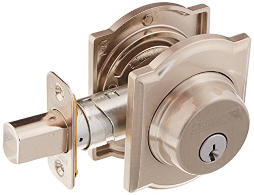 Schlage Lock Company B60CAM619 Single Cylinder Grade 1 Deadbolt with Decorative Camelot Rose, Satin Nickel by Schlage Lock Company