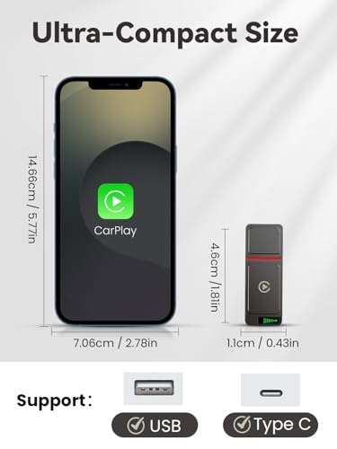 GATGOODS Wireless CarPlay Adapter for iPhone, Metal Housing, Convert Wired to Wireless, USB/Type-C Design for Cars with Built-in Wired CarPlay, Plug & Play, Stable & Fast, for iOS 10+ (CTC1) — view 2