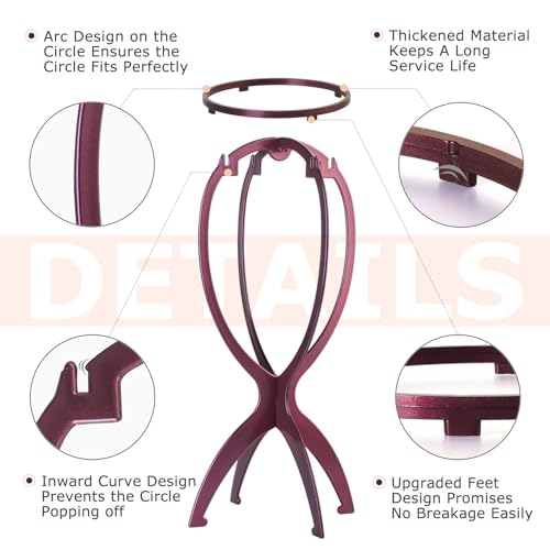 Dreamlover Collapsible Wig Stands Head , Wig Holders, Plum, 3 Pack, 14.2 Inch (Pack of 3) - Image 3