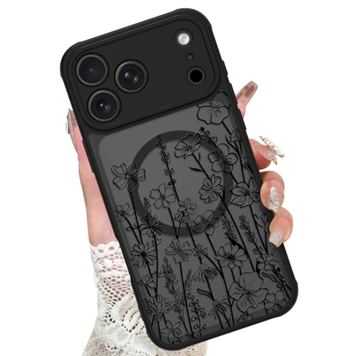 Image of KANGHAR Case for iPhone 17 Pro Max Florals Pattern | [Compatible with Magsafe] Cute Blooming Flowers Protective Magnetic Case for Girls Women Men