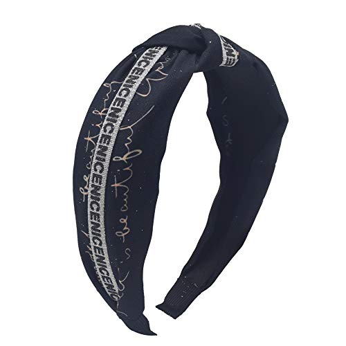 Headbands for Women,MHDGG 1Pcs Knot Headband Wide Headband Turban Headband Bowknot Bows Headwrap Head Band Elastic Hair Accessories for Women,Black