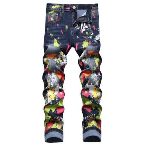 Pantalon en denim haut de gamme avec impression irrégulière 3D originale