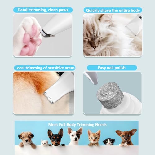Dog Clippers for Grooming, 4 in 1 Dogs Paw Trimmer Pet Grooming Kit, Low Noise Dog Shavers with Nail Grinder Quiet, Rechargeable Cordless Electric Pets Clippers, 2-Speed Pet Hair Trimmer for Dogs Cat - Image 6