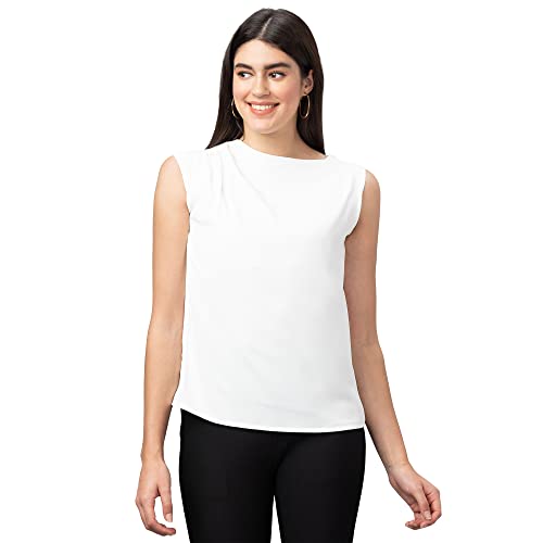 Image of Globus Women White Solid Sleeveless Top