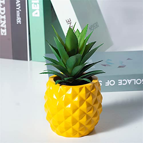 Artificial Succulent Potted Pineapple Decor - Fake Pineapple Home Office Kitchen Table Decoration (Yellow) #TOP5