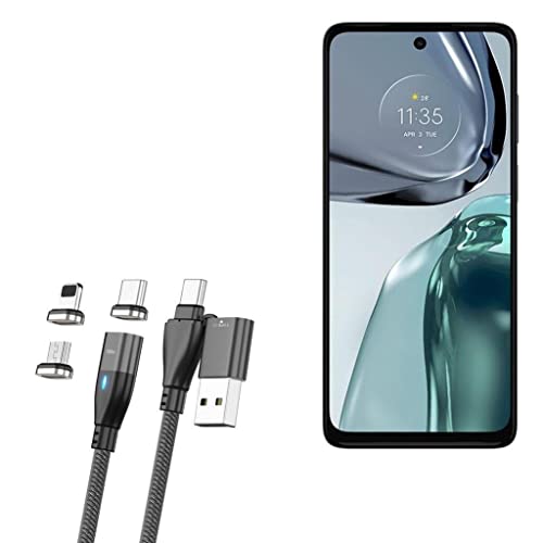 BoxWave Cable Compatible with Motorola G62 5G - MagnetoSnap PD AllCharge Cable (100W), Magnet PD 100W Charging Cable USB Type-C Micro USB for Motorola G62 5G - Jet Black