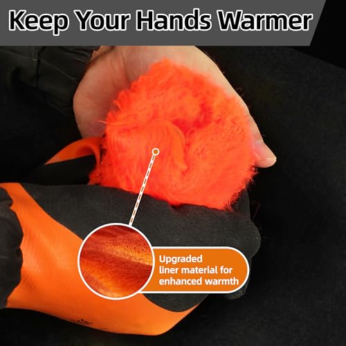 Image of Schwer 2 Pairs 100% Waterproof Gloves for Men and Women, Winter Work Gloves Double Coated for Outdoor Cold Weather Keep Hands Warm at -58?, Freezer, Shoveling Snow, Ice Fishing, Large