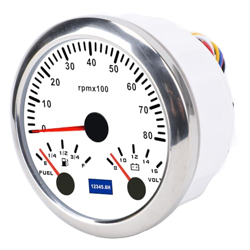 Tachymètre de 85mm avec jauge de carburant pour tableau de bord camping-car cadran blanc