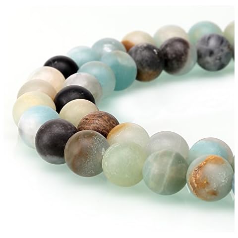 BRCbeads Matte Amazonite Gemstone Loose Beads Natural Round 6mm Crystal for Jewelry Making Cover