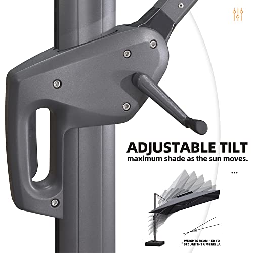 Purple Leaf 12' X 12' Patio Umbrella Outdoor Square Umbrella Large Cantilever Umbrella Windproof Offset Umbrellas With Umbrella Cover For Garden, Deck, Backyard And Pool, Grey #TOP3