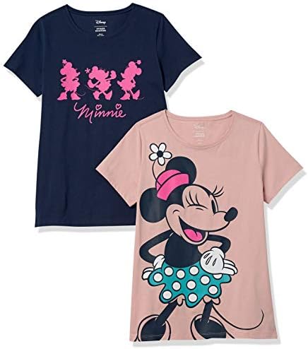 Amazon Essentials Disney | Marvel | Star Wars | Princess Women's Short-Sleeve Crew-Neck T-Shirts (Available in Plus Size), Pack of 2, Forever Minnie, Small