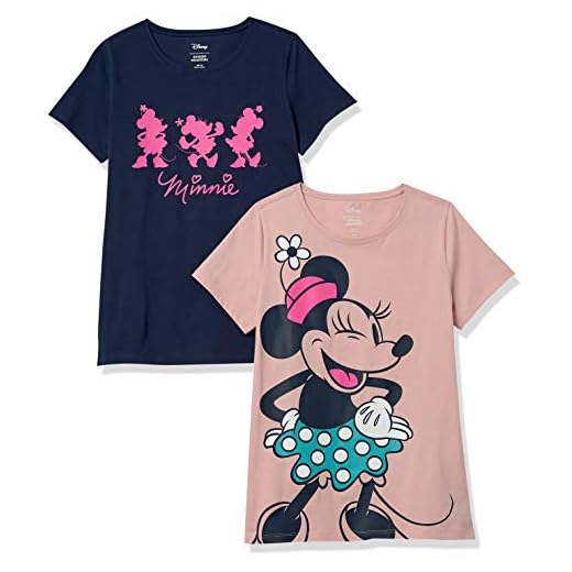 Amazon Essentials Disney | Marvel | Star Wars | Princess Women's Short-Sleeve Crew-Neck T-Shirts (Available in Plus Size), Pack of 2, Forever Minnie, Small