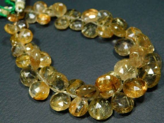 Quartz rutilé doré facetté authentique pour remplacer les fausses perles par des gemmes AAA
